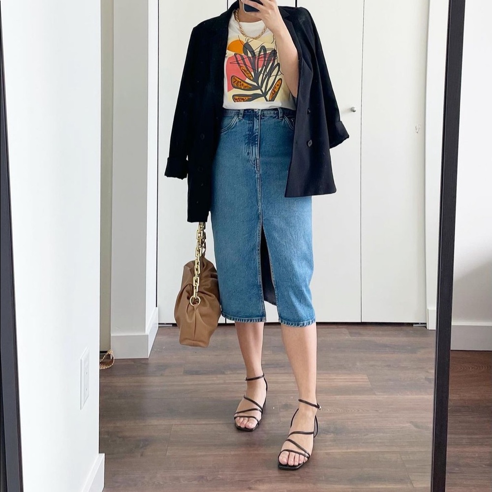Zara TRF Midi Denim Skirt S